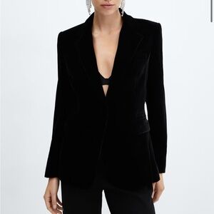 Mango Classic Black Velvet Blazer; NWT!